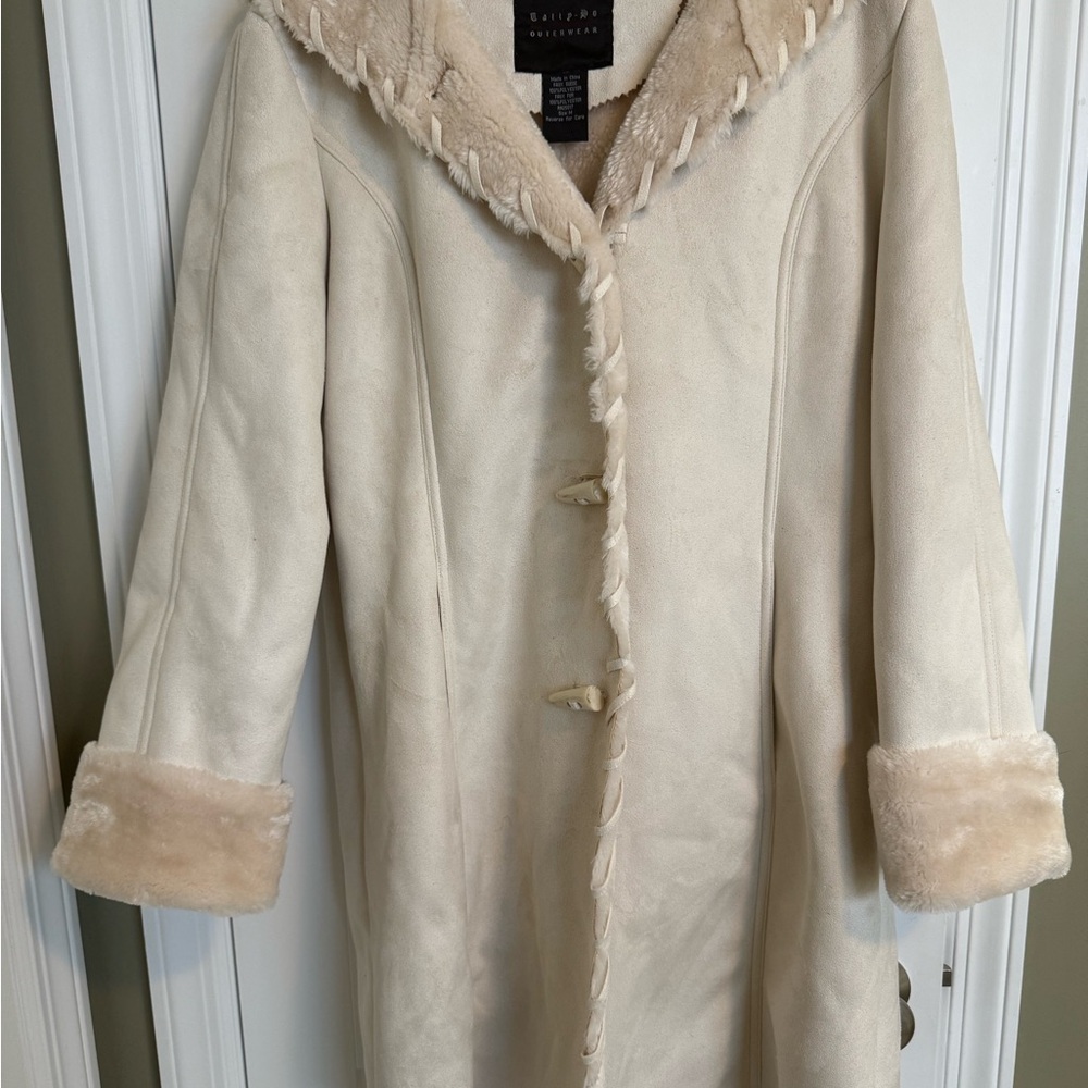 Cream Vegan Suede Tally Ho Outerwear Women’s M Jacket Winter Coat